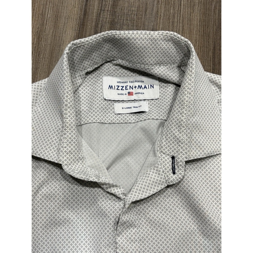 Mizzen Main Polo Shirt Mens XL Geometric‎ All Over Print Performance Trim Fit